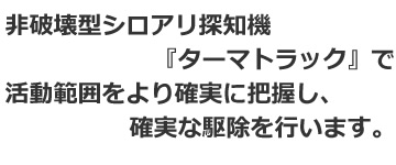 非破壊型シロアリ探知機ターマトラックで活動範囲をより確実に把握し、確実な駆除を行います。
